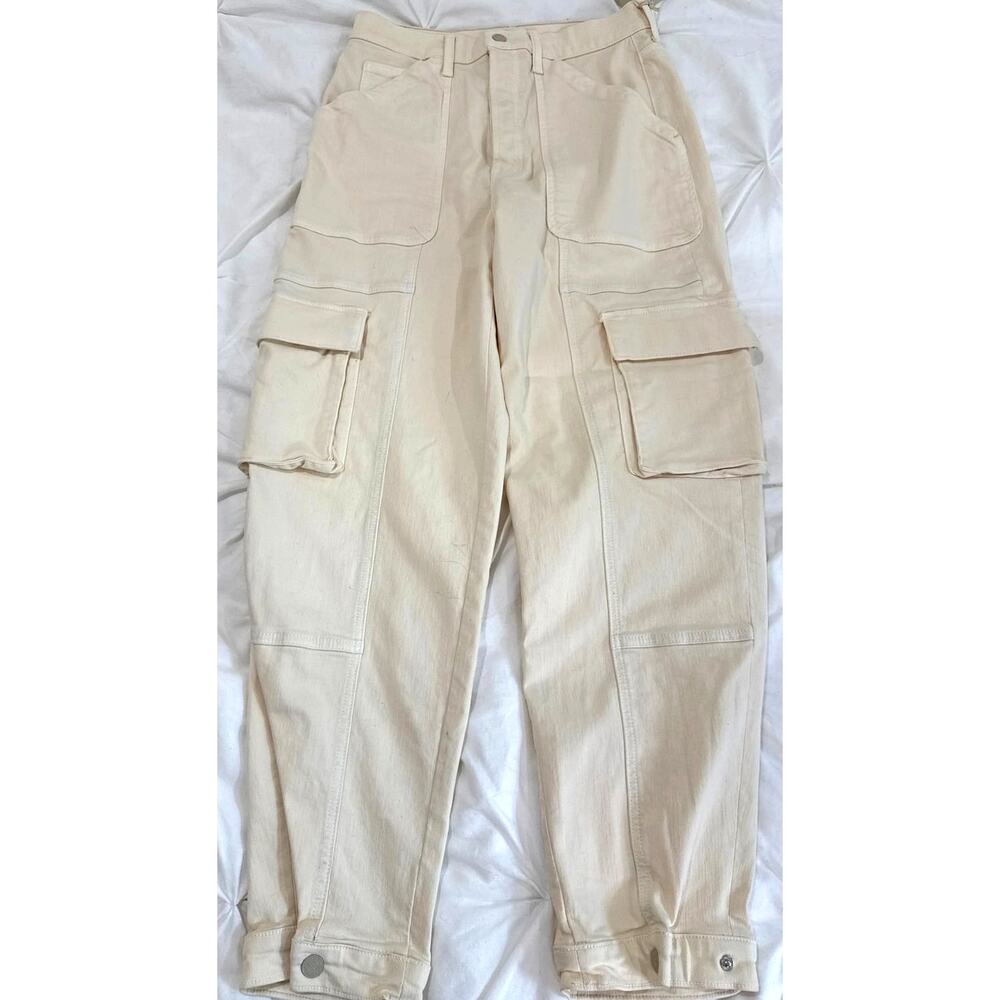 Mother The Curbside Cargo Flood Pants Eggnog 33 NWT Barrel Leg - Picture 2 of 12